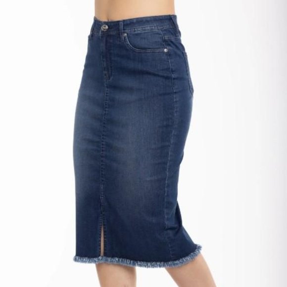 NWT Carelli Jean Skirt in Mid blue denim and dark Denim - Picture 2 of 2